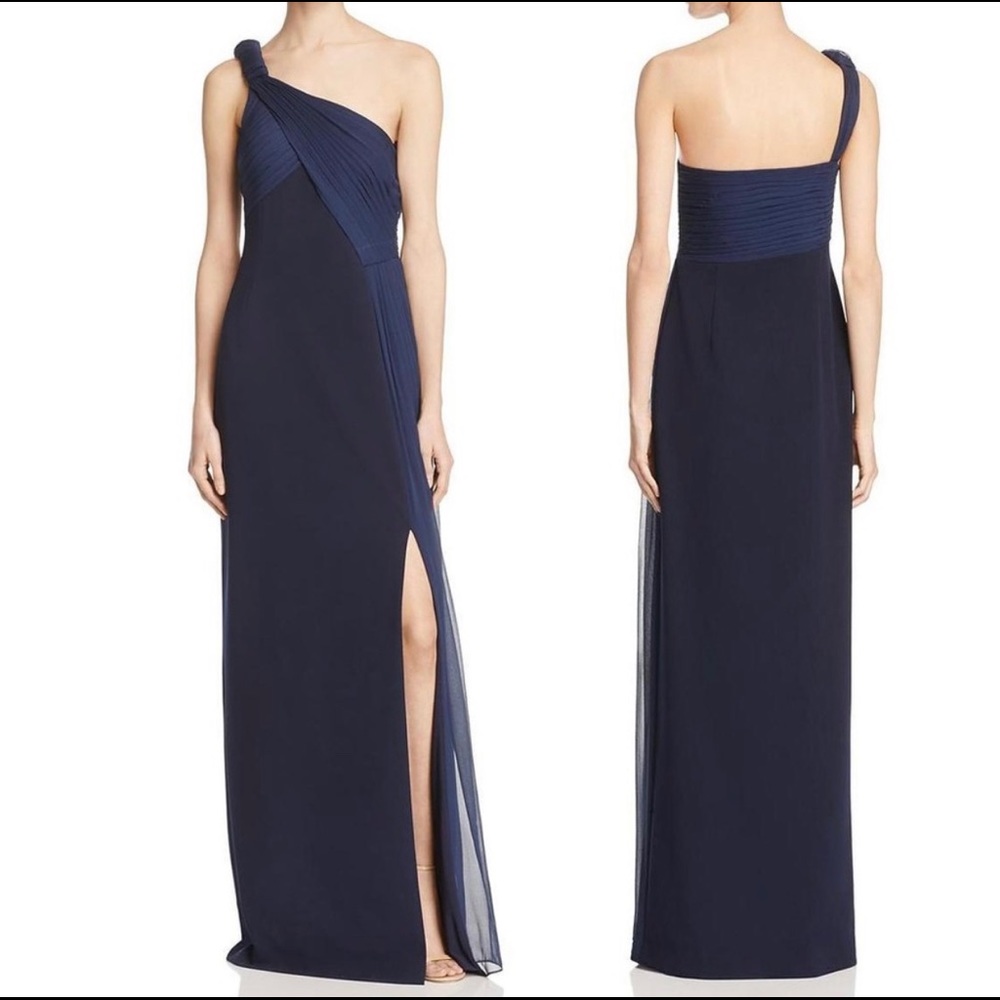 NWT Aiden Mattox One Shoulder Black Gown